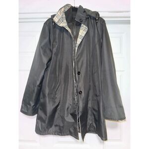 Burberry of London Double Layered Black Jacket with Detachable Hood